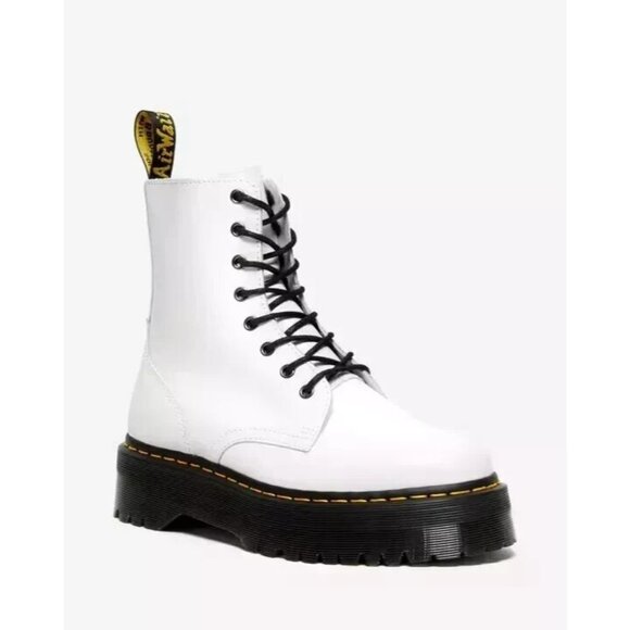 Dr Martens Jadon Leather Ankle Platform Boots Womens 6 White - Picture 3 of 5